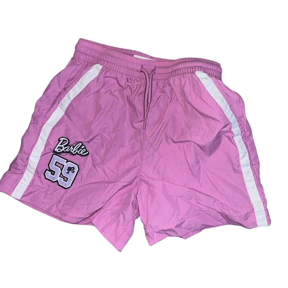 Girls Cotton on Barbie Athletic Pink and White Women's Shorts